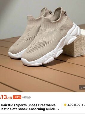 SHEIN brand new Beige Knit Slip-On Kids Sneakers